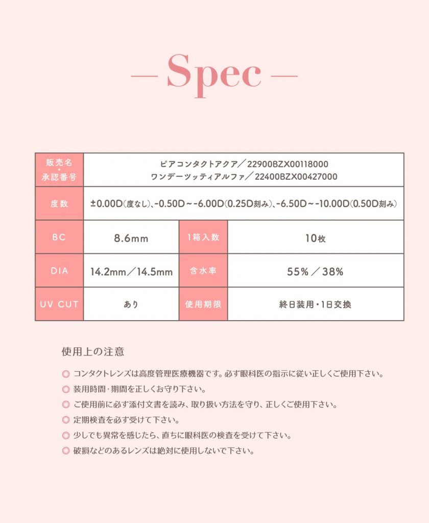 トパーズワンデー「レンズスペック」-指原莉乃-さっしーカラコン-ワンデー