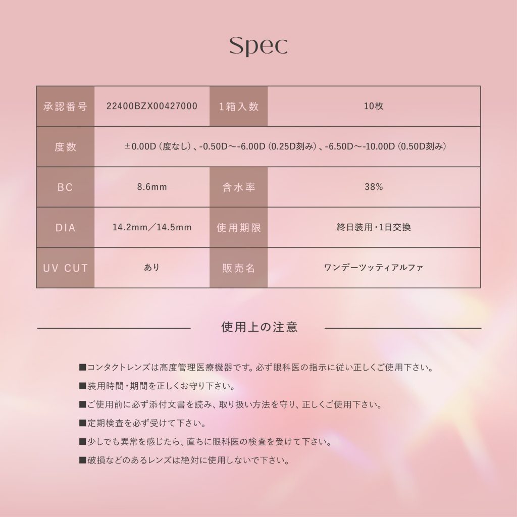 TOPARDS(トパーズ)レンズスペック